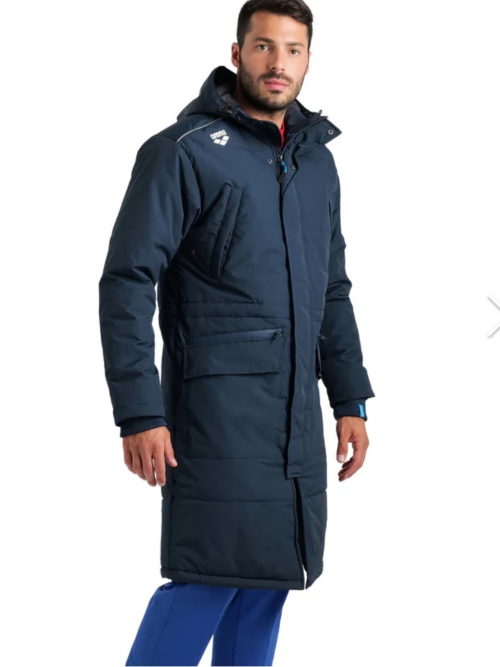 ARENA TEAM PARKA SOLID Unisex Long Puffer Coat Hooded Winter Size Medium Navy